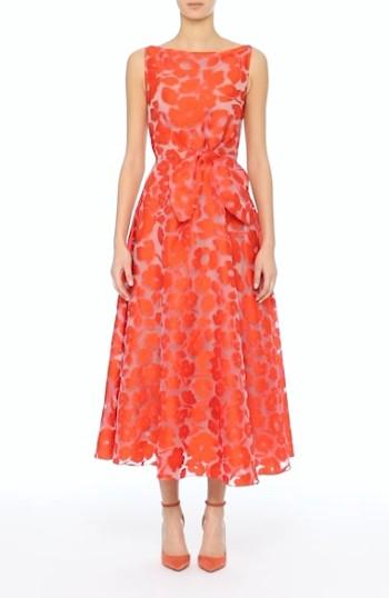 Women's Lela Rose Bow Waist Tea Length Dress