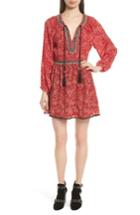 Women's The Kooples Beaded Print Silk Dress - Red