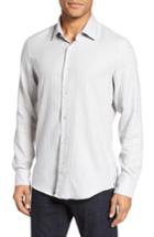 Men's Boss Landon Herringbone Shirt, Size - Grey