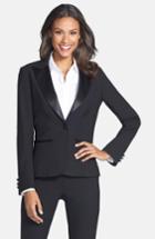Women's After Six Stretch Wool Tuxedo Jacket - Black