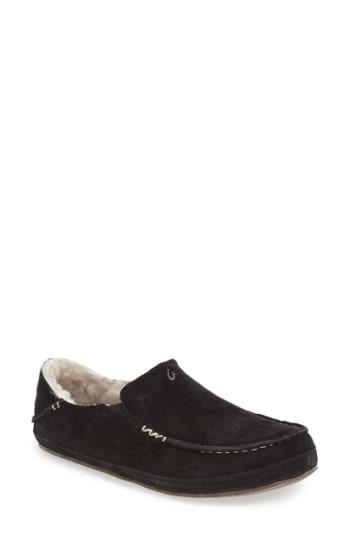 Women's Olukai Nohea Nubuck Slipper M - Black