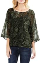 Women's Vince Camuto Drop Shoulder Embroidered Blouse, Size - Green