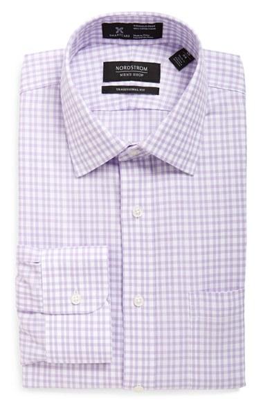 Men's Nordstrom Men's Shop Smartcare(tm) Traditional Fit Plaid Dress Shirt .5 36 - Purple
