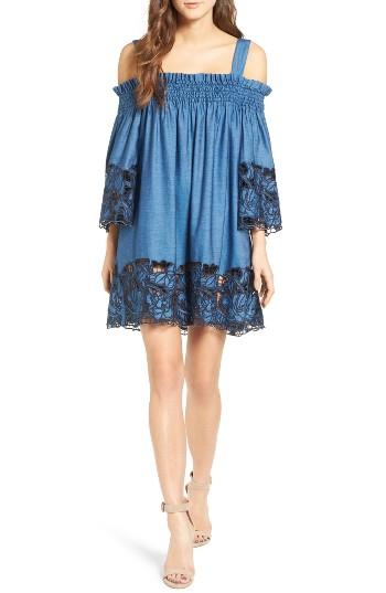 Women's Kendall + Kylie Embroidered Chambray Swing Dress