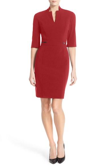 Women's Tahari Bi-stretch Sheath Dress - Red