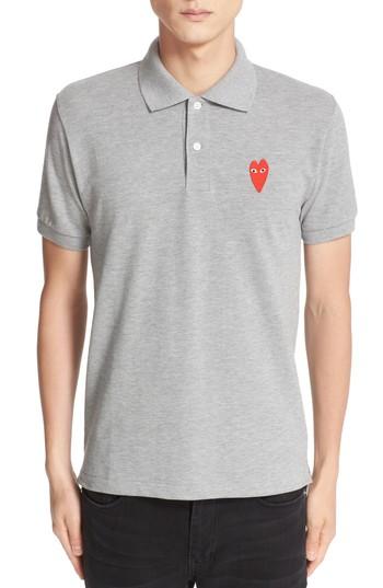 Men's Comme Des Garcons Play Stretch Heart Face Polo