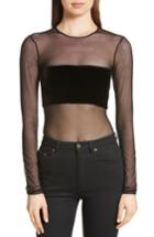 Women's Cinq A Sept Mora Velvet & Mesh Bodysuit