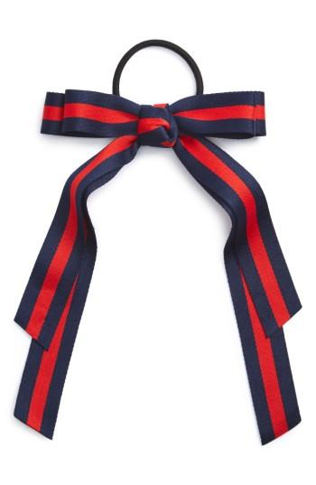 Cara Stripe Bow Ponytail Holder, Size - Blue