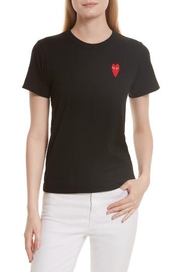 Women's Comme Des Garcons Play Heart Tee - Black
