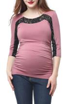 Women's Kimi And Kai Bernadette Lace Detail Maternity Top - Pink