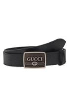 Men's Gucci Plack Logo Leather Belt Eu - Black