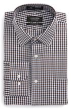 Men's Nordstrom Men's Shop Smartcare(tm) Traditional Fit Check Dress Shirt .5 - 32/33 - Brown