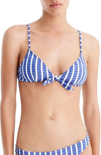 Women's J.crew Tie Front Bikini Top, Size - Blue