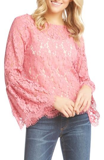 Women's Karen Kane Bell Sleeve Lace Blouse - Pink