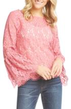 Women's Karen Kane Bell Sleeve Lace Blouse - Pink