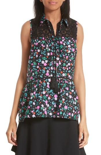 Women's Kate Spade New York Greenhouse Lace Yoke Top - Black