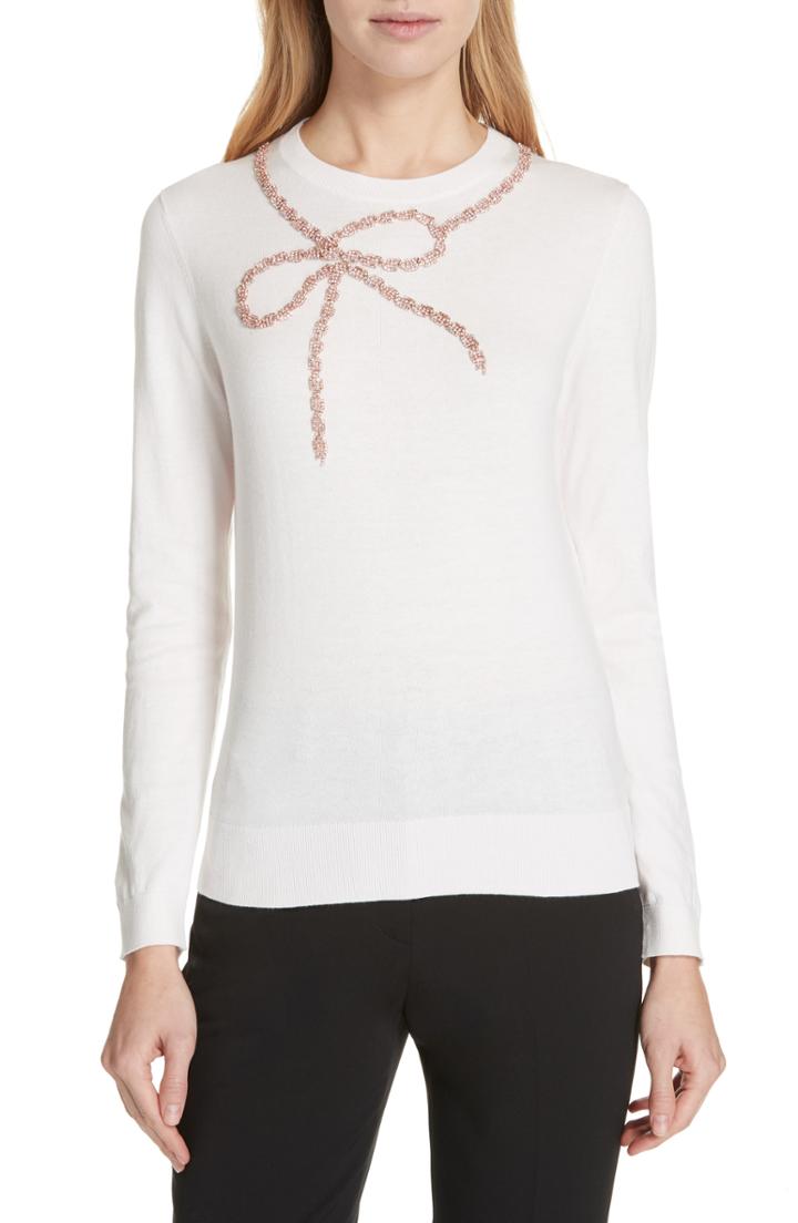 Women's Ted Baker London Nardea Sparkle Bow Sweater - Pink