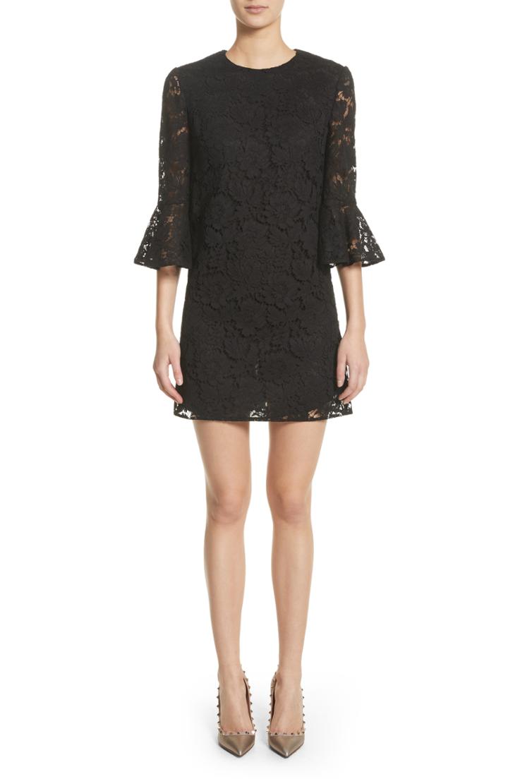 Women's Valentino Lace Bell Sleeve Dress Us / 40 It - Black