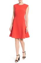 Petite Women's Halogen Ottoman Knit Fit & Flare Dress, Size P - Red