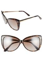 Women's Tom Ford Reveka 59mm Gradient Cat Eye Sunglasess - Havana/ Rose Gold/ Brown Flash