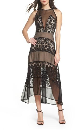 Women's Foxiedox Tristan Lace & Chiffon Maxi Dress - Black