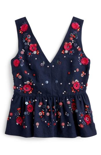 Women's J.crew Hand Embellished Peplum Top - Blue