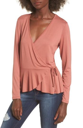 Women's Leith Wrap Top, Size - Coral