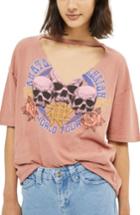 Women's Topshop Anatomy Rock Graphic Choker Tee Us (fits Like 6-8) - Pink