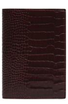 Smythson Mara Croc Embossed Leather Passport Case - Burgundy