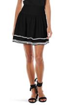Women's Michael Stars Smocked Rickrack Cotton Skirt - Black