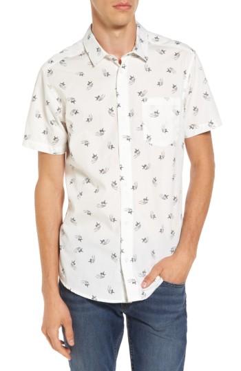 Men's Rvca X Kevin Long Hummingbird Woven Shirt - White