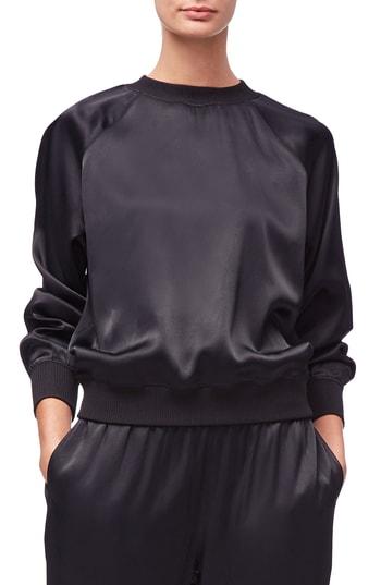 Women's Good American Satin Crewneck Top - Black
