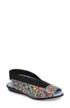 Women's Cloud 'caliber' Peep Toe Leather Flat -8.5us / 39eu - Blue/green