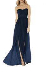 Women's Social Bridesmaids Strapless Georgette Gown - Blue