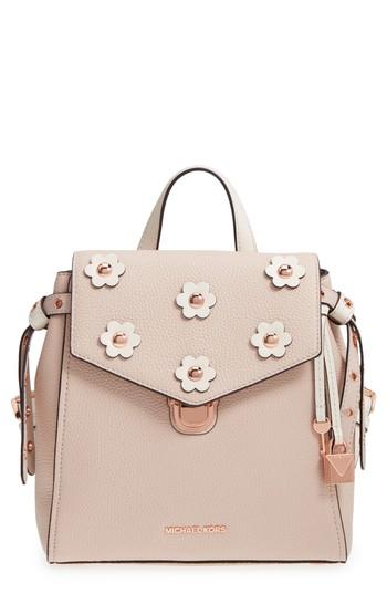 Michael Michael Kors Small Flower Embellished Leather Backpack - Pink