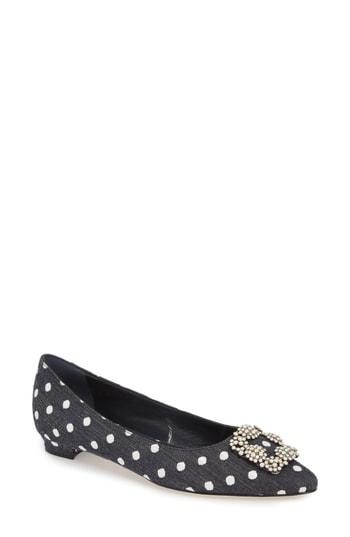 Women's Manolo Blahnik Hangisi Dot Flat Us / 35eu - Blue