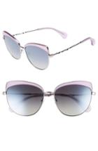 Women's Diff Izzy 59mm Polarized Cat Eye Sunglasses - Amethyst Glitter/ Smoke