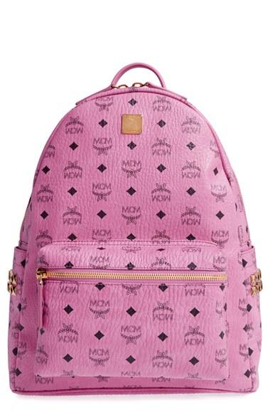 Mcm 'medium Stark' Side Stud Backpack - Pink