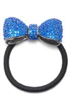 Tasha Crystal Bow Ponytail Holder, Size - Blue