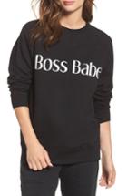 Women's Brunette The Label Boss Babe Sweatshirt - Black