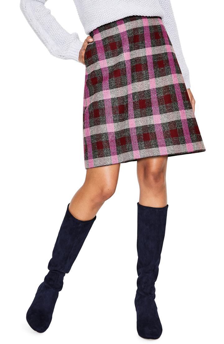 Women's Boden British Tweed Wool Mini Skirt (similar To 16w-18w) - Pink