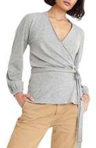 Women's J.crew Wrap Top With Collar, Size - Grey