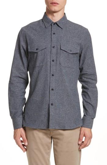 Men's Todd Snyder Silk Blend Speckled Work Shirt - Blue