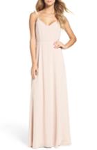 Women's Lulus Flutter Strap A-line Chiffon Gown