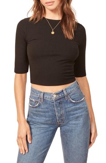 Women's Reformation Cameron Crop Top - Black