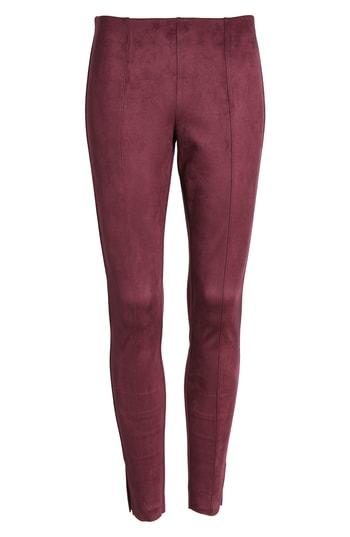 Women's Zeza B By Hue Side Slit Faux Suede Leggings - Burgundy