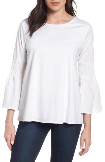 Petite Women's Halogen Bow Back Bell Sleeve Top P - White