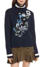 Women's Veronica Beard Pia Floral Turtleneck Sweater - Blue