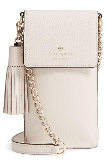Women's Kate Spade New York Pebbled Leather Phone Crossbody Bag - Ivory