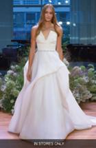 Women's Monique Lhuillier Emerson Strapless Notch Silk Gazar Ballgown, Size - White